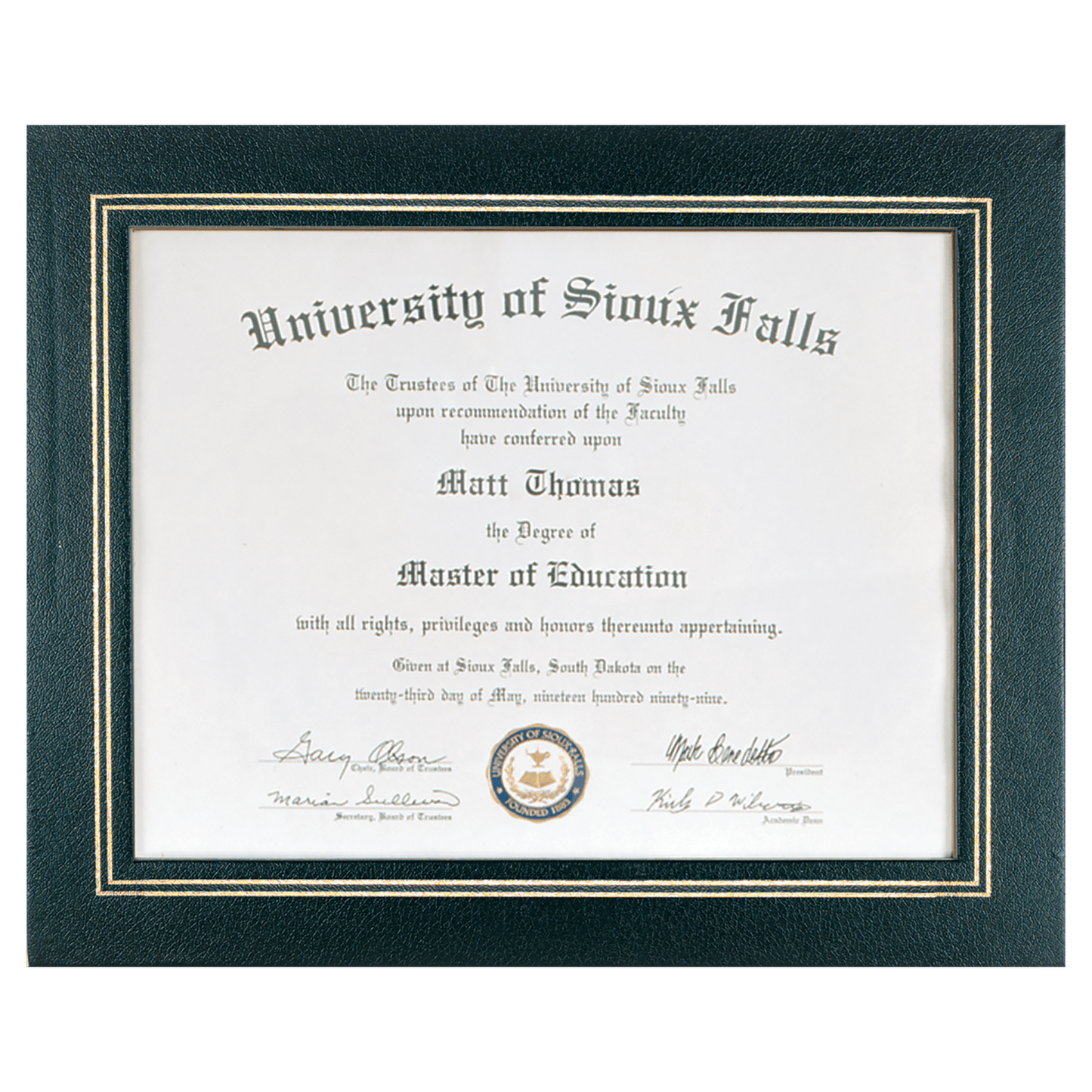 Gold Border Certificate Holder